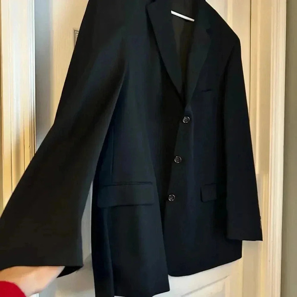 Pronto Uomo Blazer Men Size 50 Tall Black 100% Worsted Wool Vented Suit Jacket - Picture 4 of 8